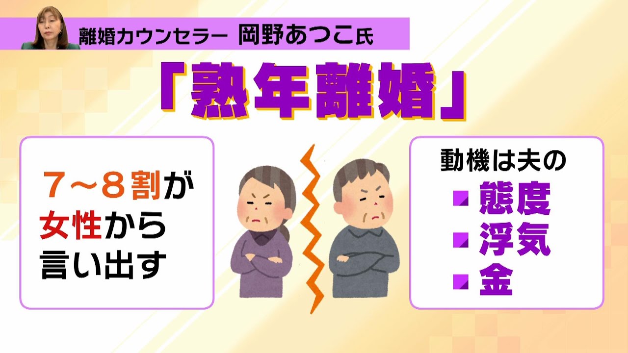 【熟年離婚の割合が過去最高】「お金がない」と言い張る夫、尽くしてから離婚して復讐したい妻…本当にあった驚きの離婚エピソード　熟年離婚後の“幸福度”はお金に比例！？（2024年8月20日）