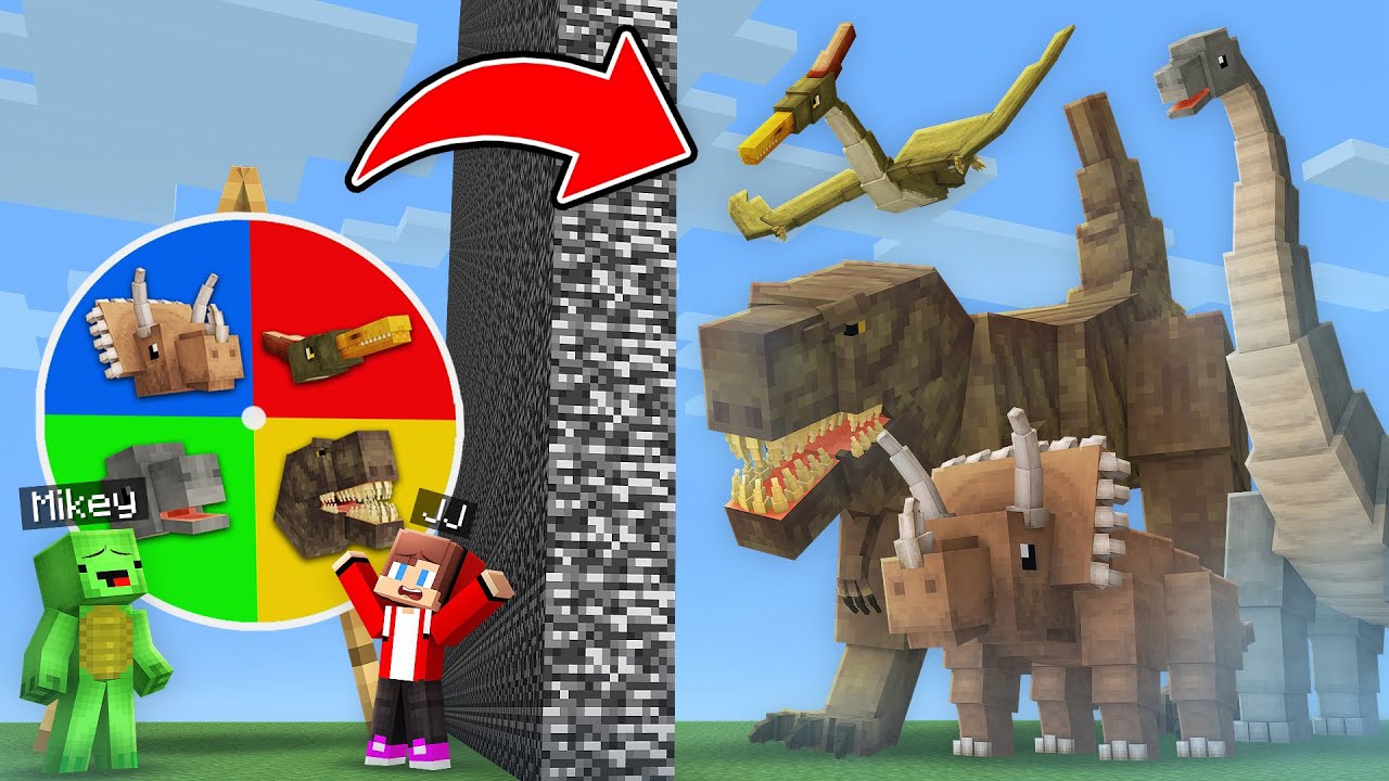 Mikey & JJ: DINOSAURS ROULETTE BATTLE CHALLENGE in Minecraft - Maizen