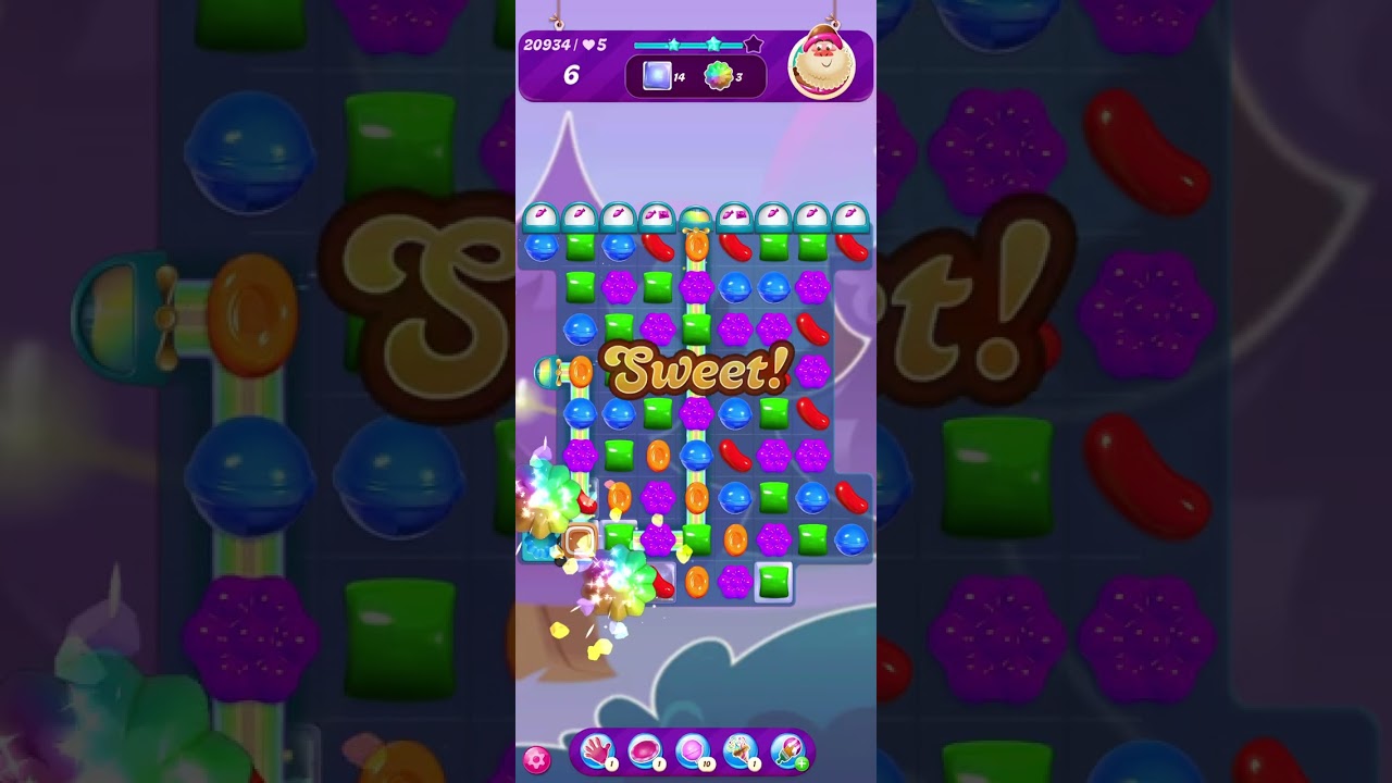 Candy Crush Saga Level 20934 complete + *RACHA x6 + BOOSTERS x3 + CHUPETIN + OVNI x2* (nivel 20934)