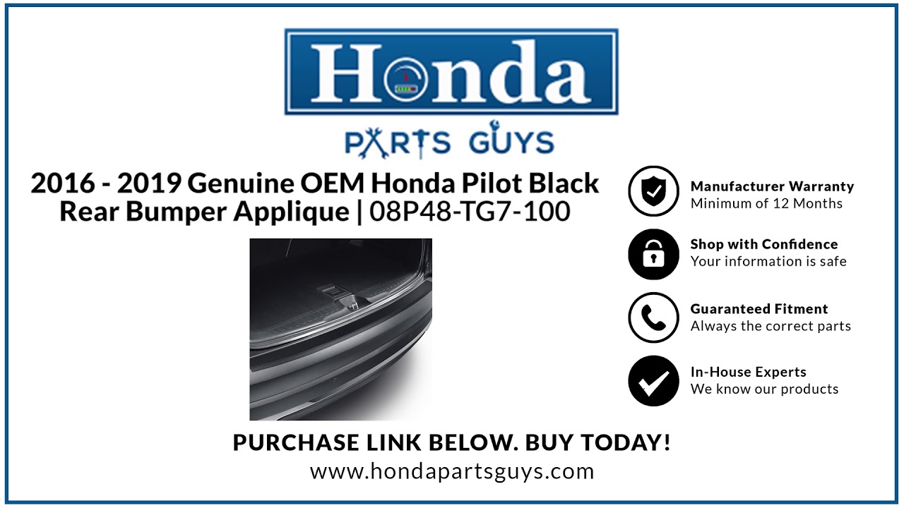 2016 - 2019 Genuine OEM Honda Pilot Black Rear Bumper Applique | 08P48-TG7-100