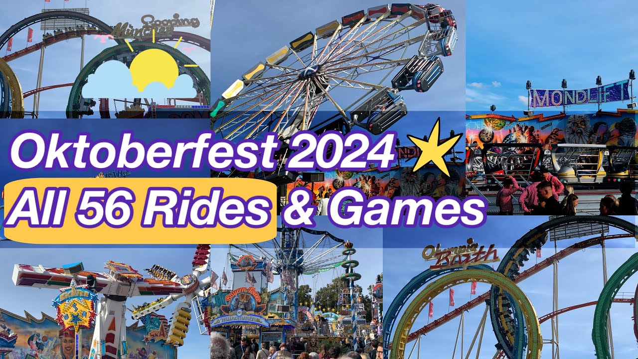 Oktoberfest 2024 Alle 56 Fahrgeschäfte und Spiele | Bayern Tower | Munich | München Festival