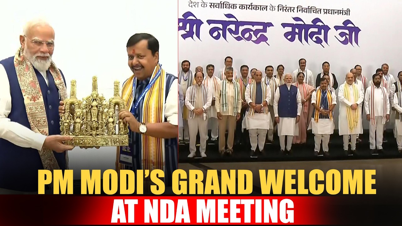 WATCH LIVE: PM Modi Gets Grand Welcome at NDA Meeting, Marks 12 Years of Transformative Governance