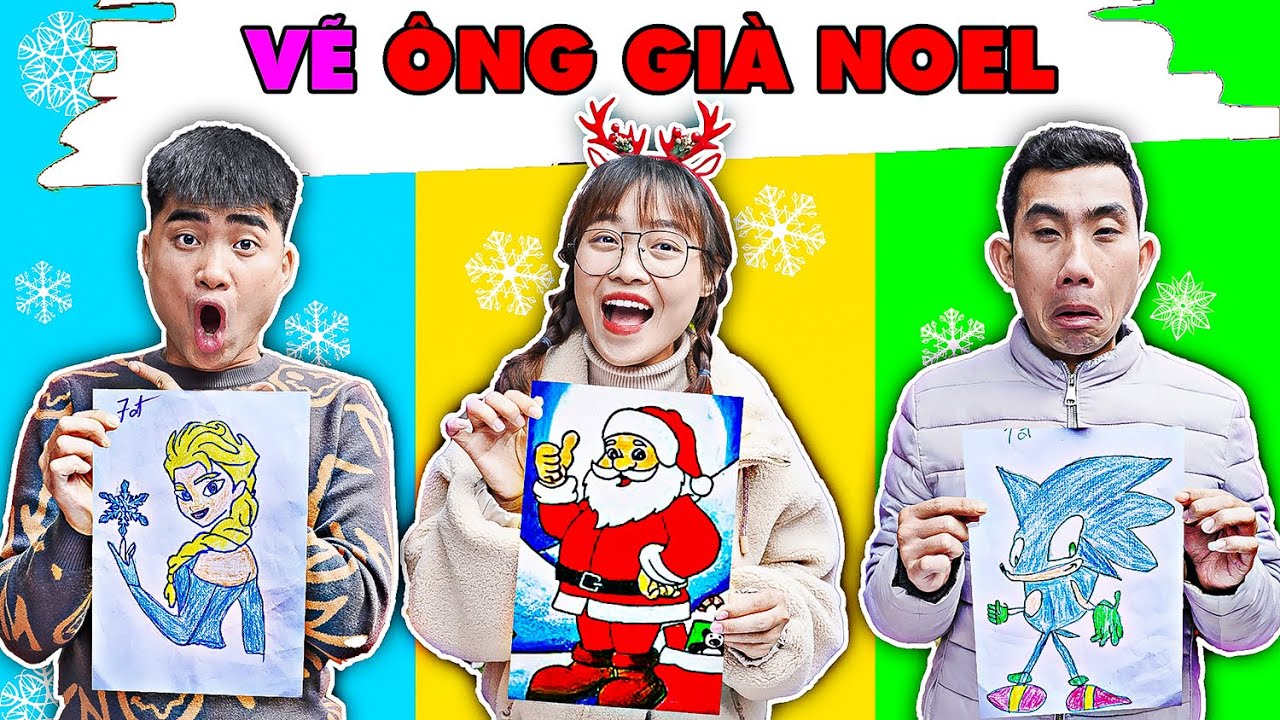 Gấu Đỏ TV - Thử Thách Vẽ ÔNG GIÀ NOEL , Vẽ ELSA , Vẽ SONIC - Ai Là Người Chiến Thắng