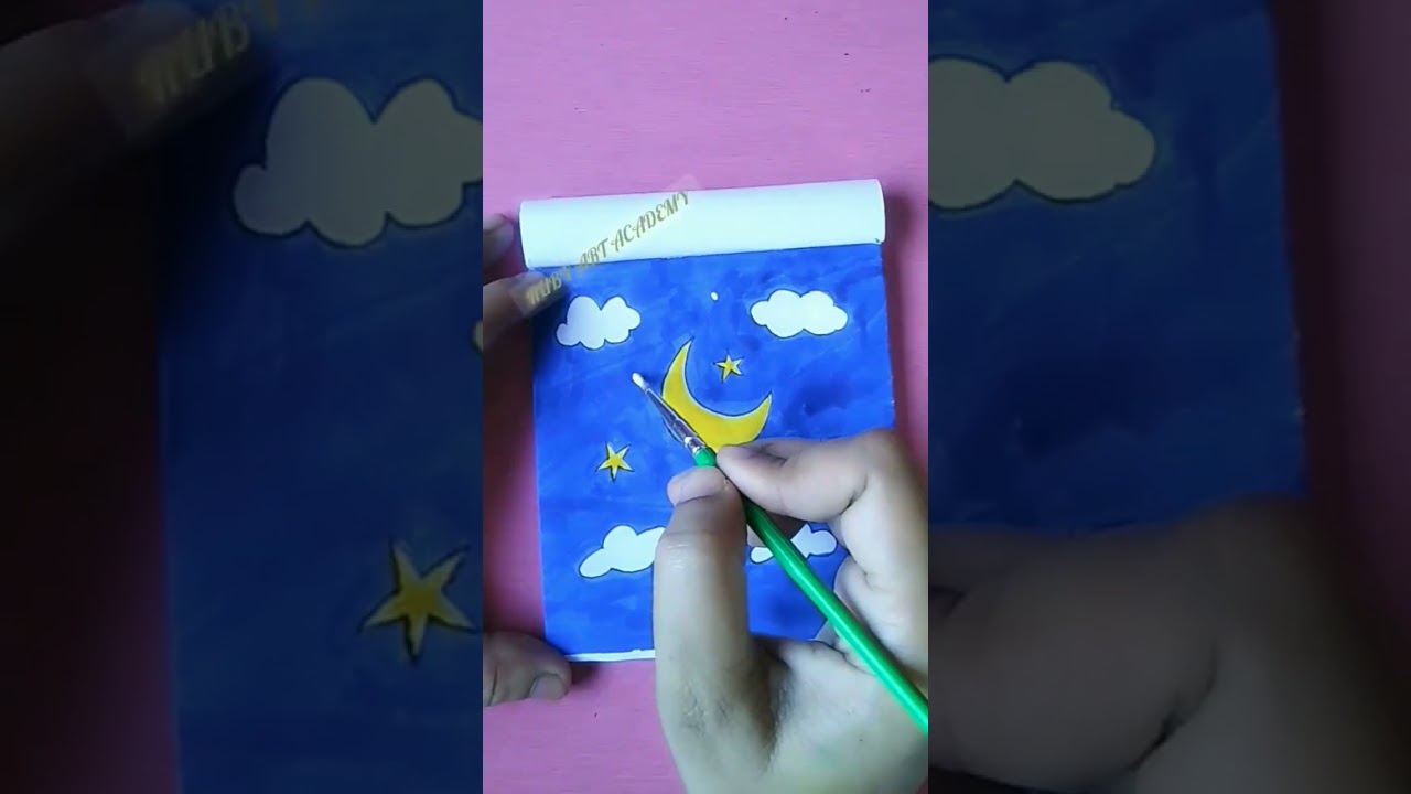 How to draw night sky,stars ⭐ moon 🌙#painting #art #shorts video