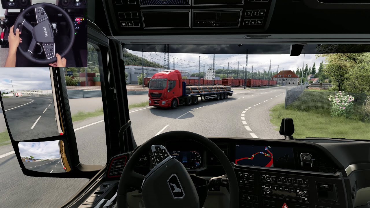 Man TGX - Euro Truck Simulator 2 with ultra realistic graphics mod | Steering wheel gameplay