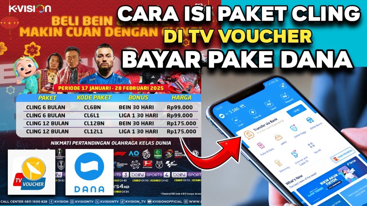 Cara beli paket Cling K-Vision bayar pake Dana | Mudah dan Cepat