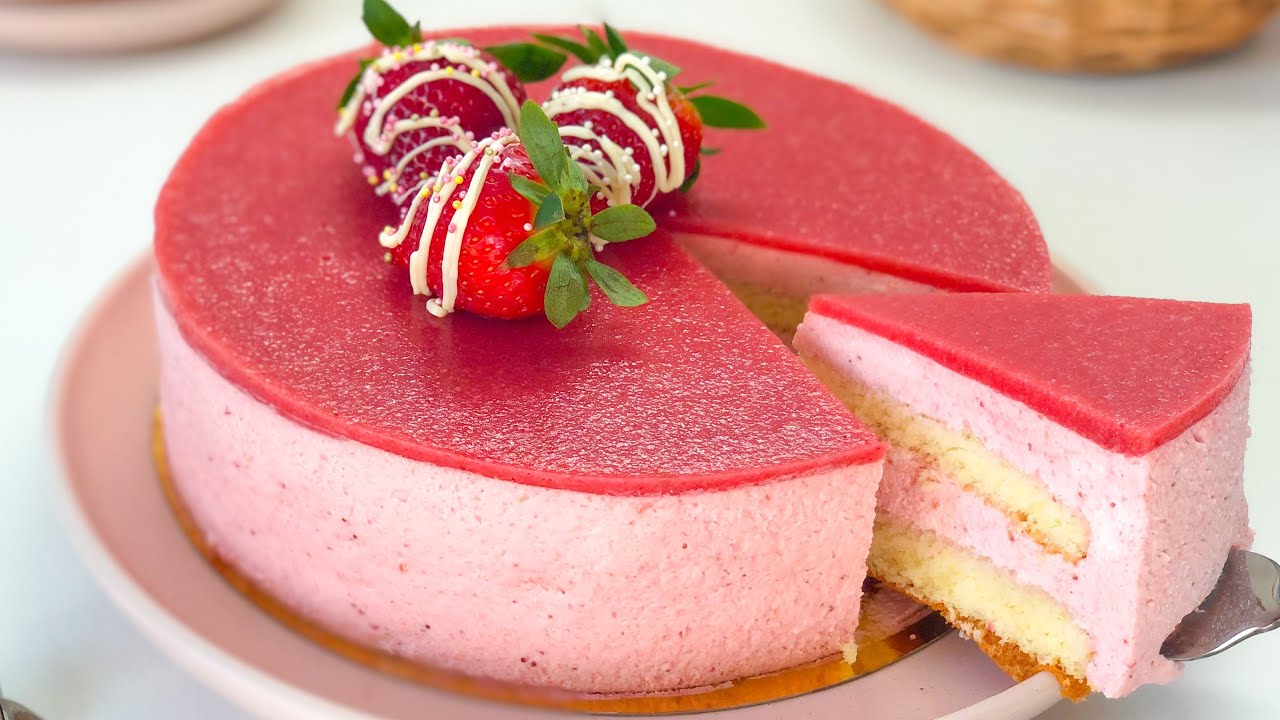 باڤاروا بالفراولة منعش ، سهل و لذيذ بمقادير بسيطة و قليلة🍓Bavarois aux fraises léger, bon et frais
