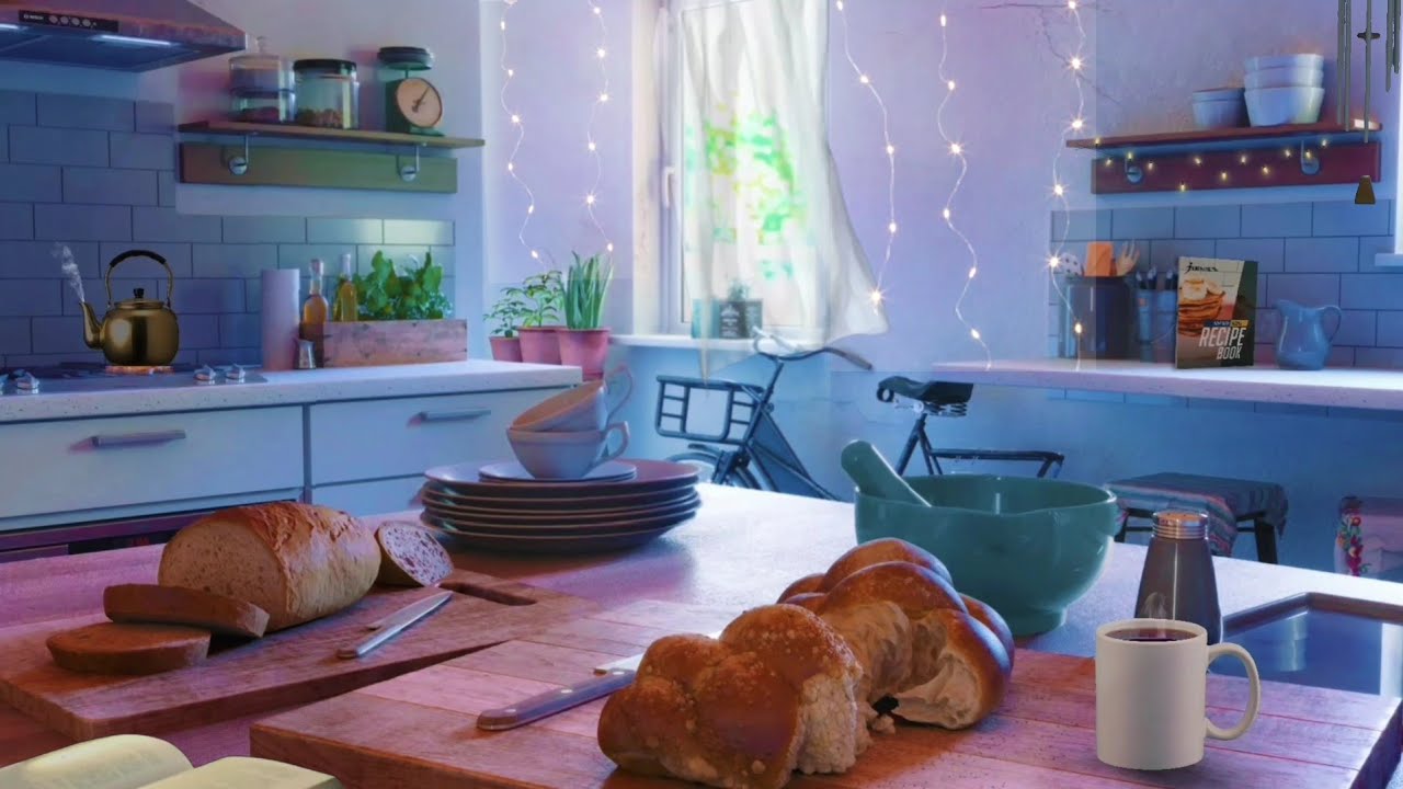 Baking breads on a lazy summer afternoon🍞|Kitchen ambience| Birds,boiling,vessels and chimes sounds