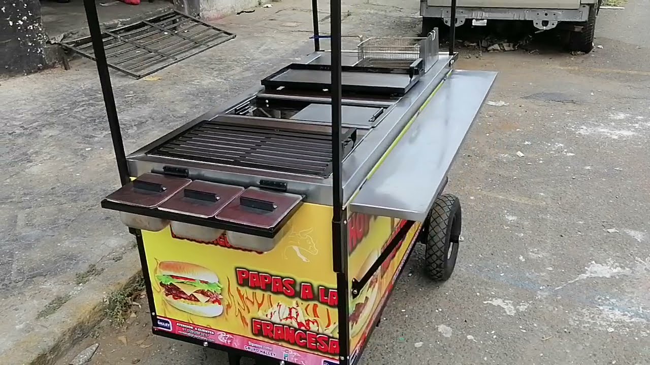CARRITO DE HOT DOGS, HAMBURGUESAS, PAPAS FRITAS Y ASADOR | MODELO HD04 | GRUPO HALLEY