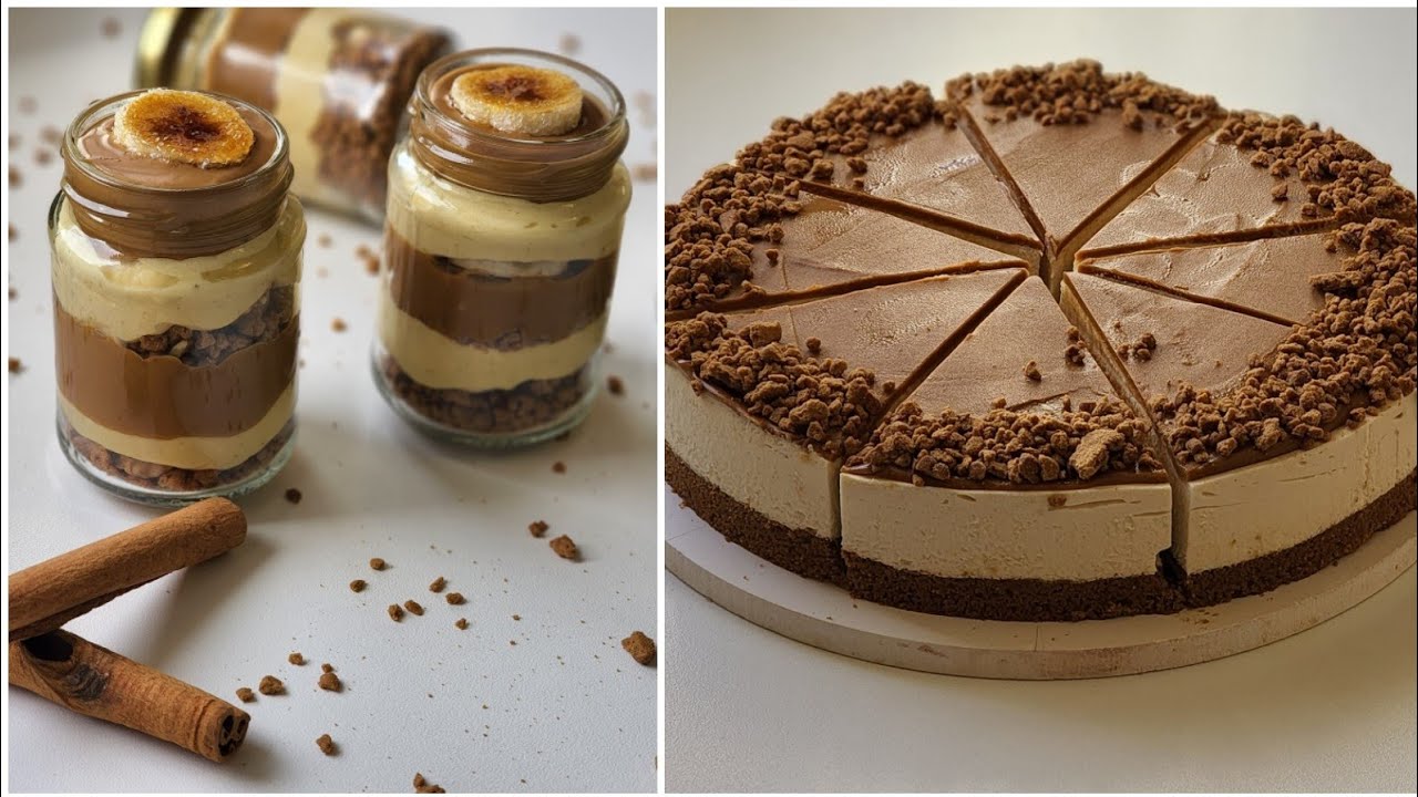 تحلية موس الموز🍌،تشيز كيك speculoos وصفتين في فيديو واحد