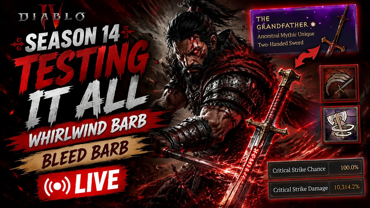 Season 14 WHIRLWIND & BLEED BARB ALIVE - Testing Diablo 4 LIVE