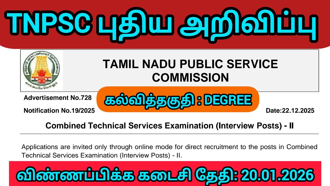 TNPSC Combined Technical Services Examination Interview Posts II Notification Explained|Eligibility
