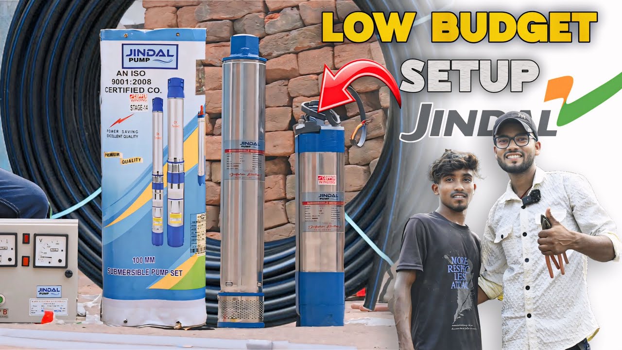 Jindal 1Hp 14 stage submersible pump || 250feet budget pump set || 250ft borewell me pump cost