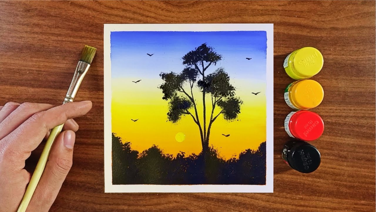 Easy Sunset painting | Poster colour painting | Painting