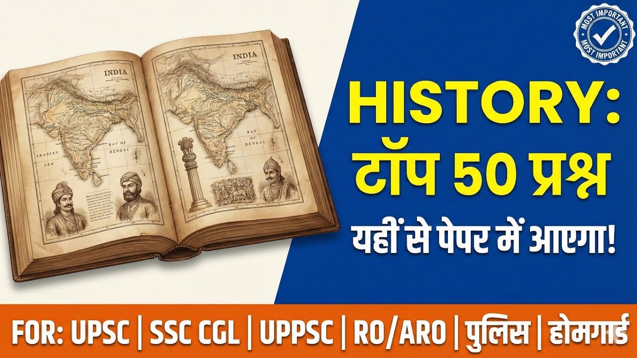 Indian History : 50 Most Important प्रश्न (Set-30) | SSC, UPSI, UPSC 2026 