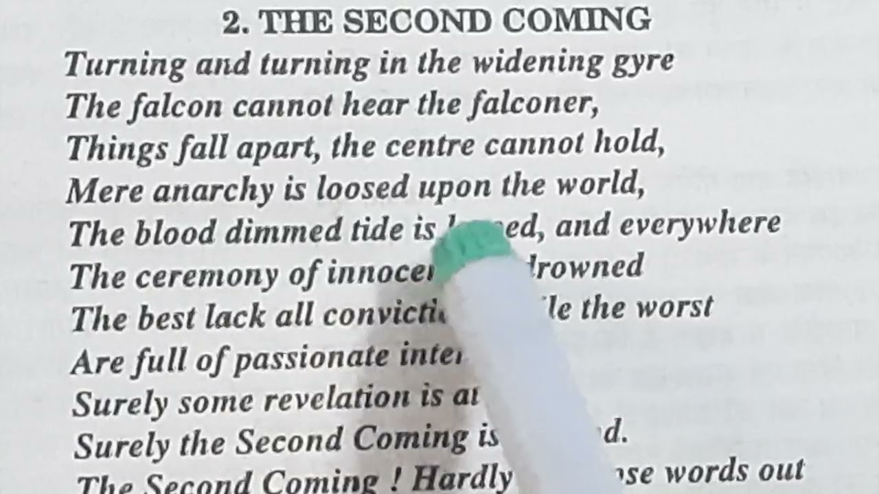 'The Second Coming' by W. B. Yeats fully explained in Hindi with critical appreciation