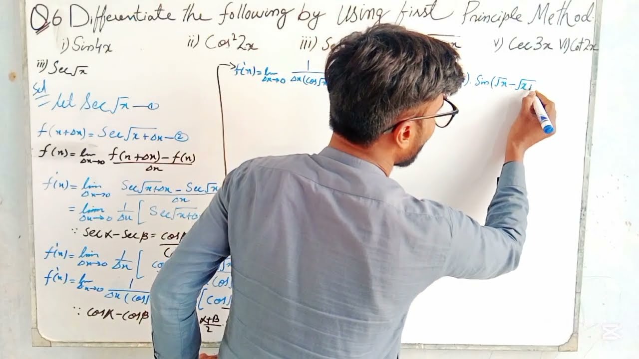 Q-6 Differentiation| Exercise 3.4| Part-3 Exam Related- ESAy Method First Principal Method|Class-12