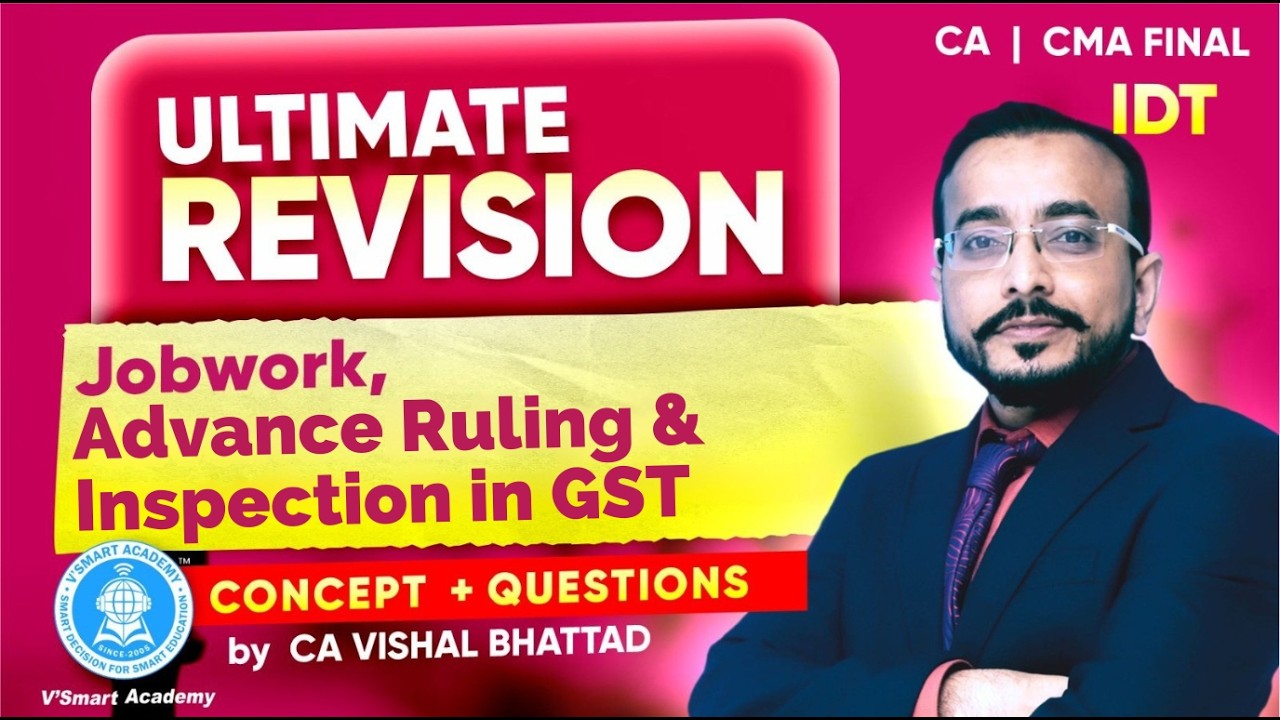 19: Jobwork, Advance Ruling & Inspection| CA CS CMA Final| May/Sep 26 & June26 Exams |CA Vishal sir