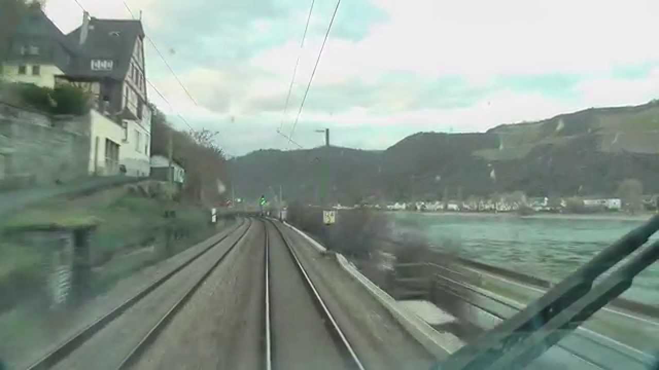 Führerstandsfahrt linke Rheinstrecke BIN - KO ( IC Steuerwagen / Superweitwinkel )