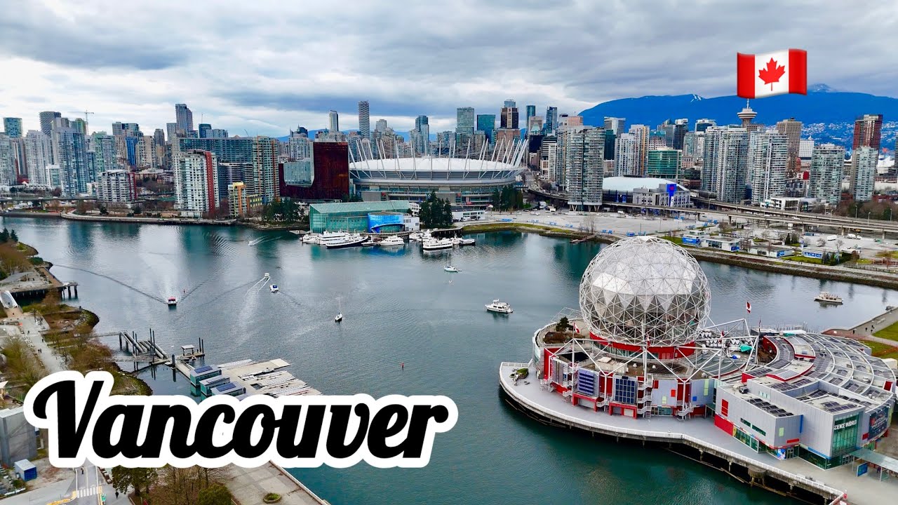 Exploring downtown VancouverBC 🇨🇦City vibes,skyline views/beautiful drone shots around BC Place[4K]