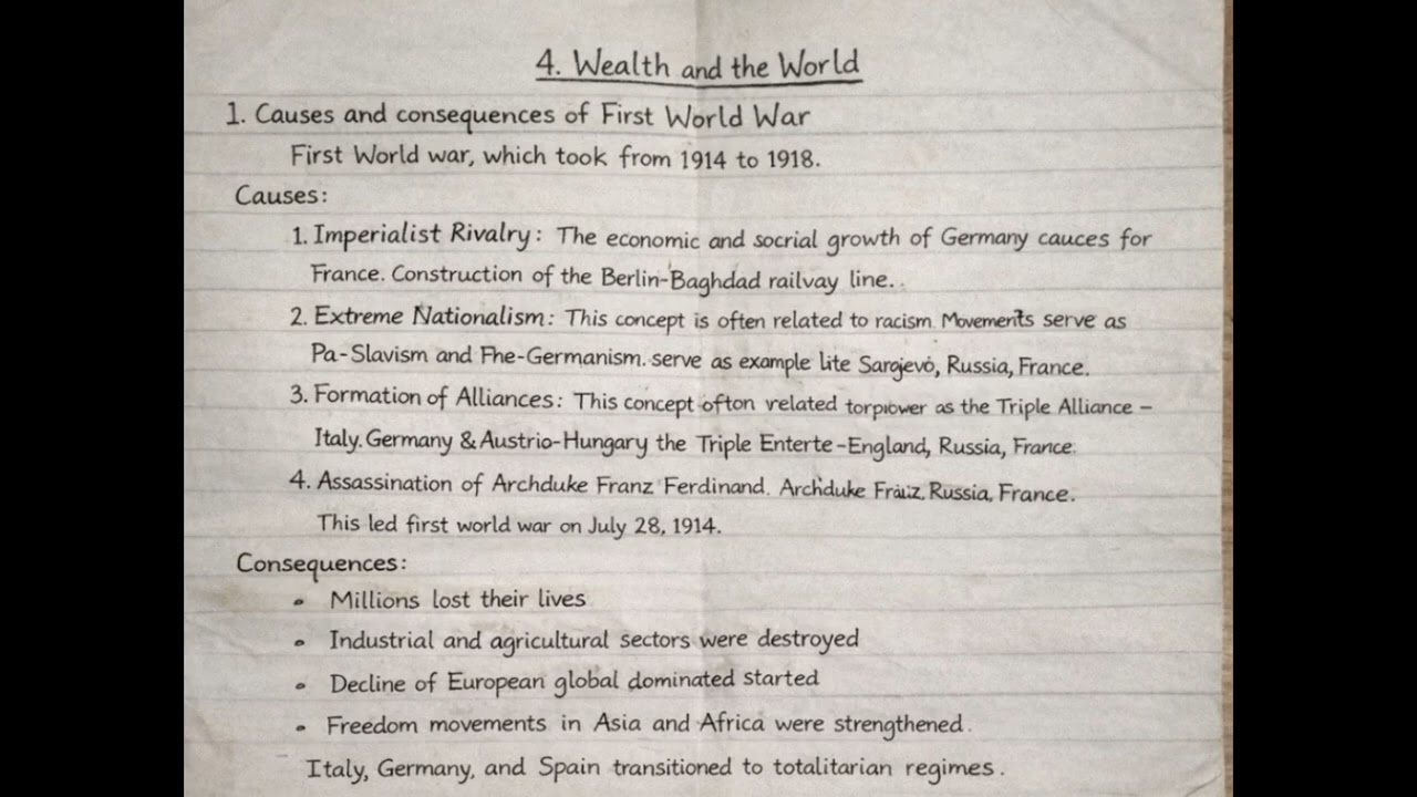 History first world war EXAM ORIENTED 