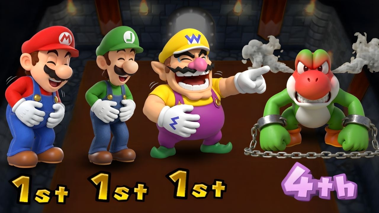 [マリオパーティ9 ミニゲーム:マリオ Vs ルイージ Vs ワリオ Vs ヨッシー(CPU最強 たつじん)]
