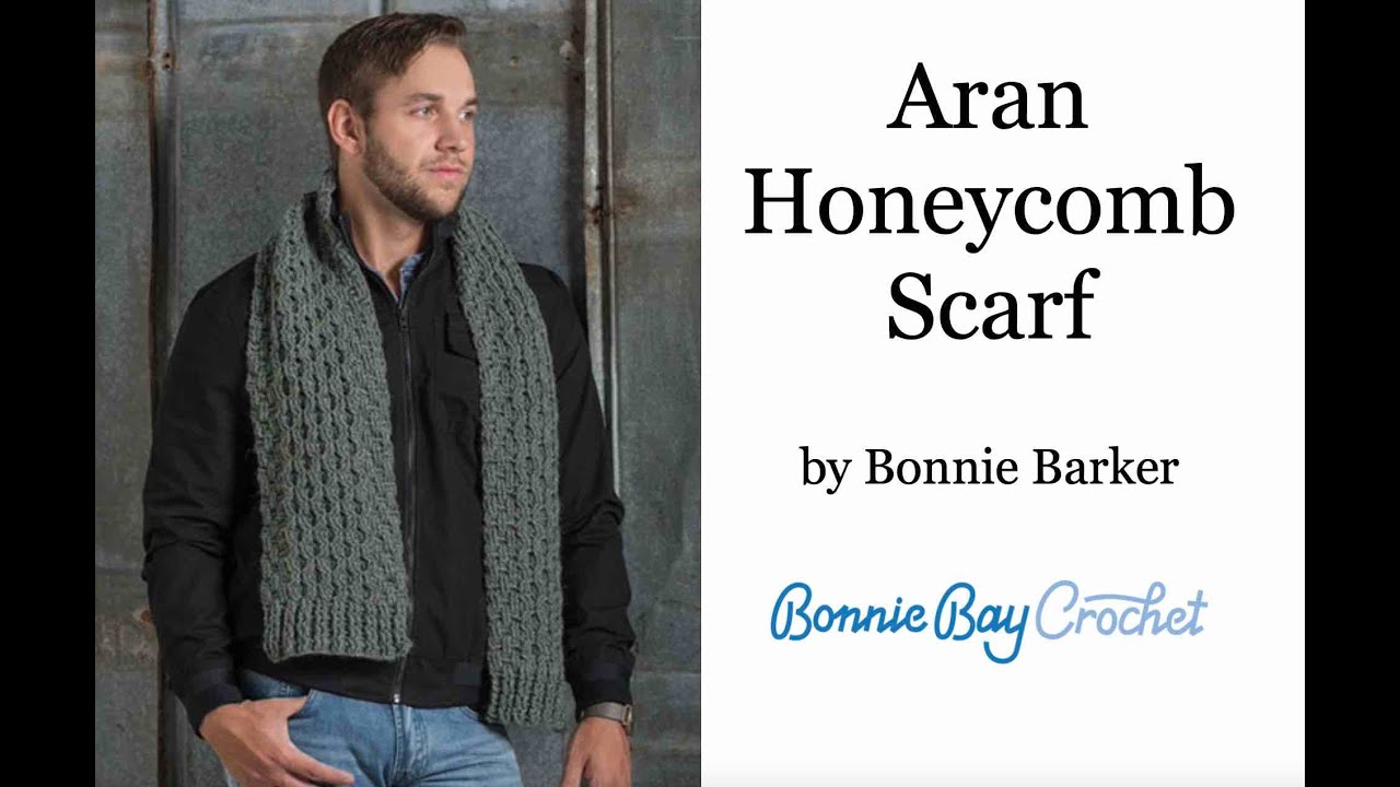 Aran Honeycomb Scarf, by Bonnie Barker