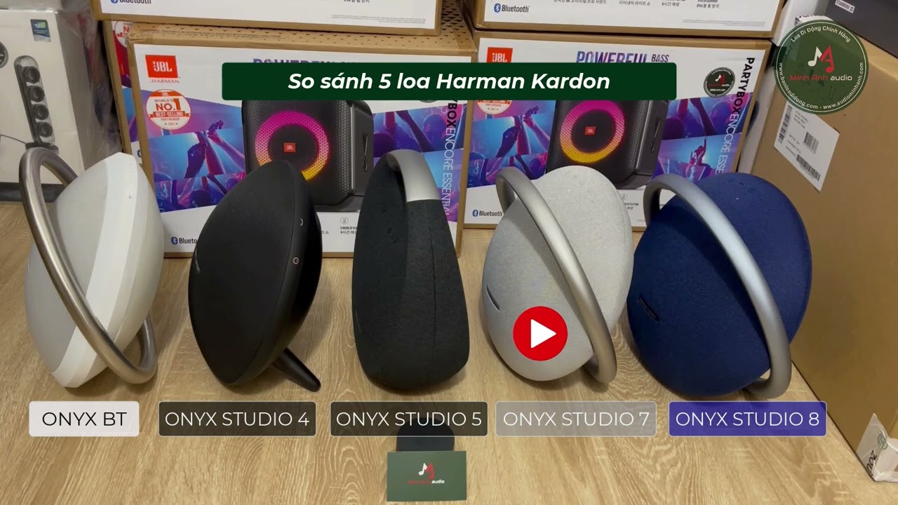 So sánh 5 loa Harman Kardon Onyx BT, Onyx Studio 4, Onyx Studio 5, Onyx Studio 7, Onyx Studio 8
