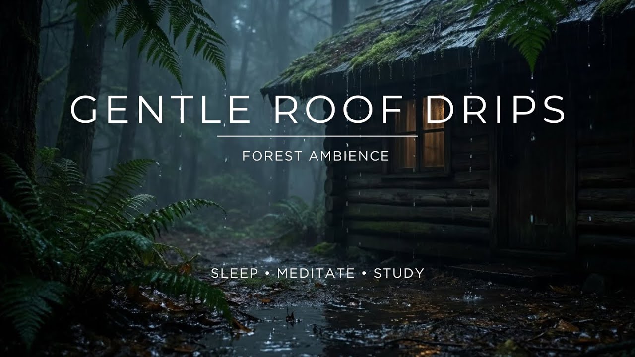 Gentle Roof Drips | Mossy Forest Cabin | Deep Sleep Ambience | No Ads