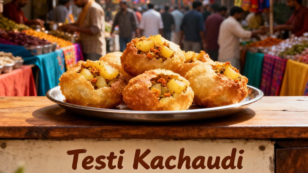  Tasty Aloo Kachori & Spicy Potato Curry for Just ₹10 Roadside Food Review