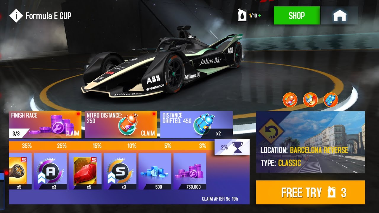 Asphalt 8 | 🏆Formula E Cup🏆 | Barcelona Reverse | Top-1% [59:976] VIP 11