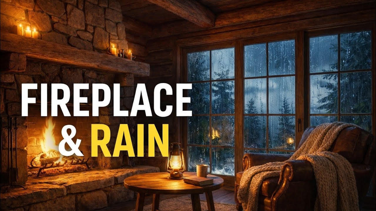  Deep Sleep Rain & Fireplace Sounds | Stress Relief at Night