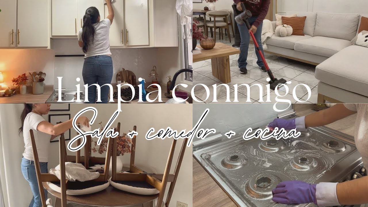 Limpia conmigo | Limpieza de sala, cocina y comedor 