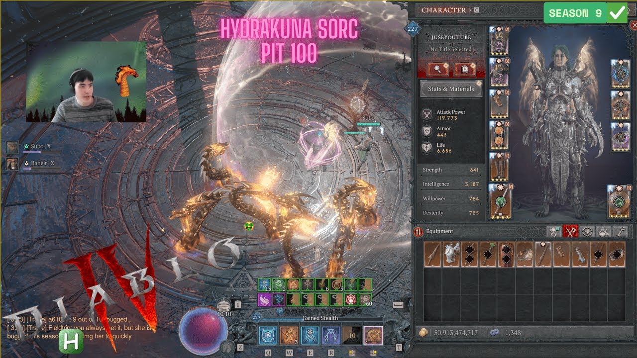 Pit 100 First Try | Hydrakuna Sorc P227 - Diablo 4 Season 9 Day 3
