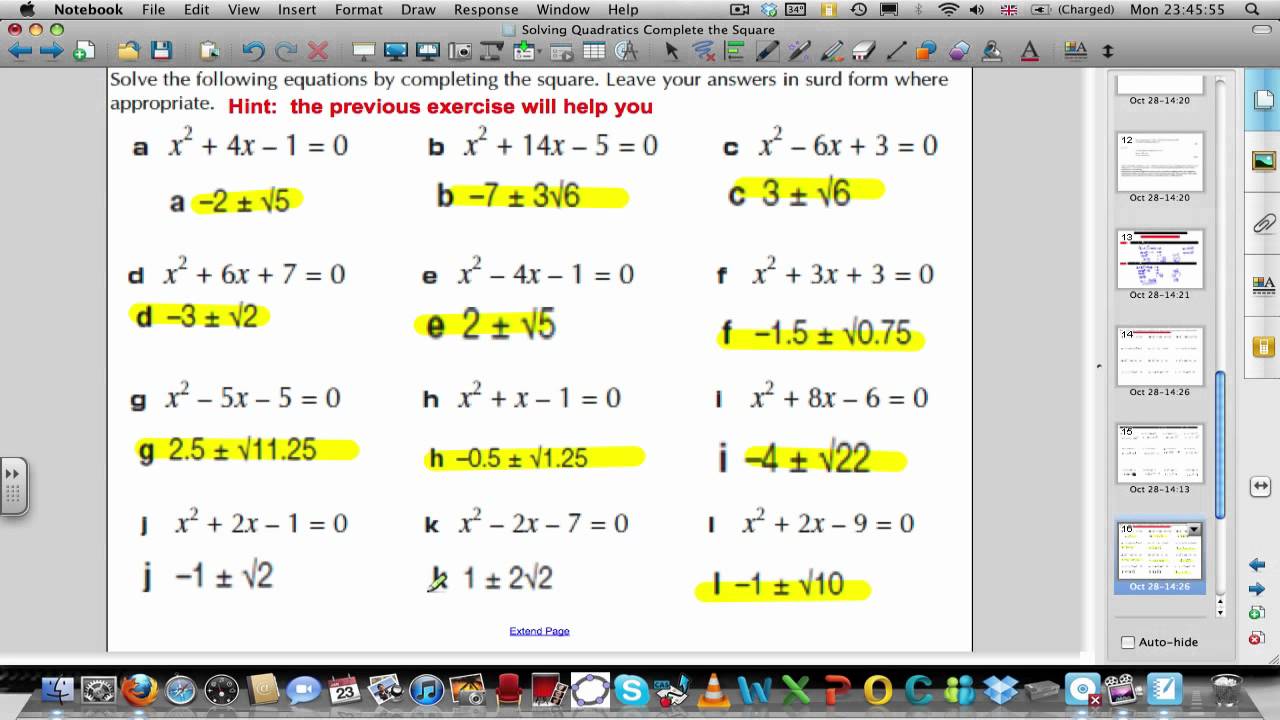 Complete the square (2 of 2)