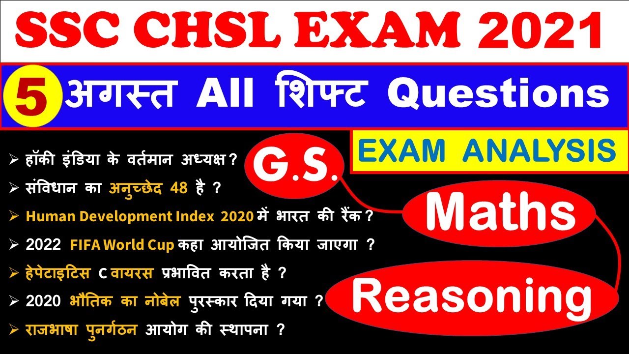 SSC CHSL (5 August 2021, All Shifts) | Exam Analysis | Asked Questions | Maths | GS | Reasoning