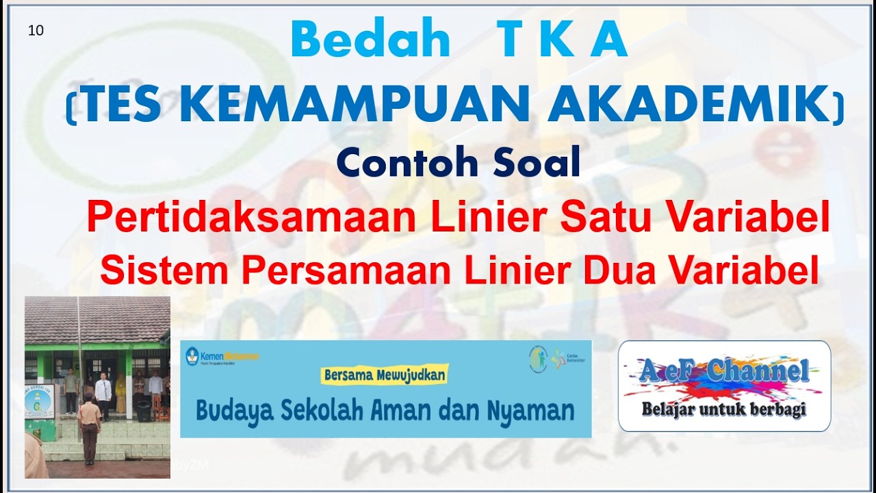 Bedah TKA Persamaan Linier Satu Variabel dan Sistem Persamaan Linier Dua Variabel. Matematika SMP