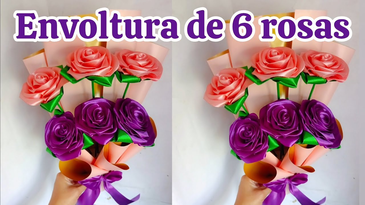 Envoltura de 6 Rosas #rosaseternas #bouquets #easy #diy 