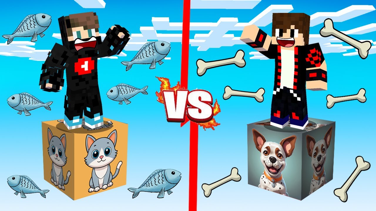 ماين كرافت : حـرب حيوانات الحظ ولكن الكـلب ضد القطة !!؟ 🔥😱