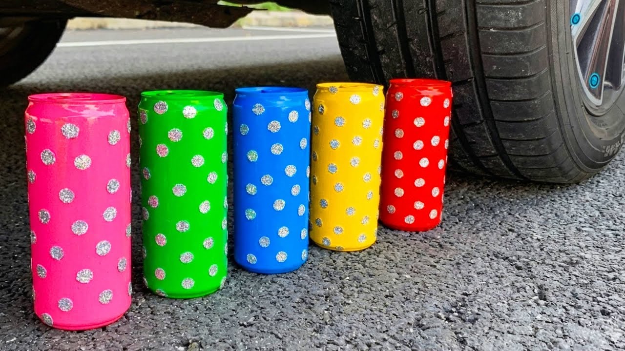 ⚡️ Experiment Mystery Soda Can vs Car! Crushing Crunchy, Soft Things with Car! 💦