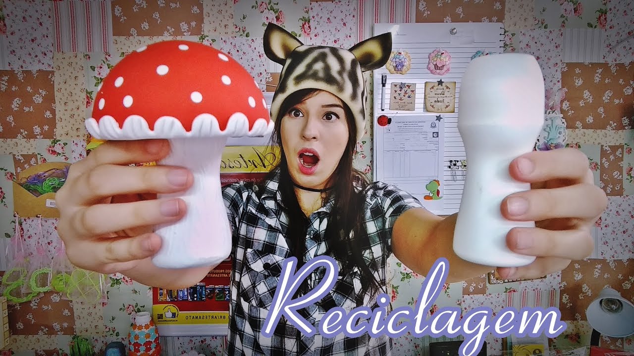 DIY - Reciclagem com rolom - Cogumelo em biscuit - Centro de mesa Jardim #VEDA