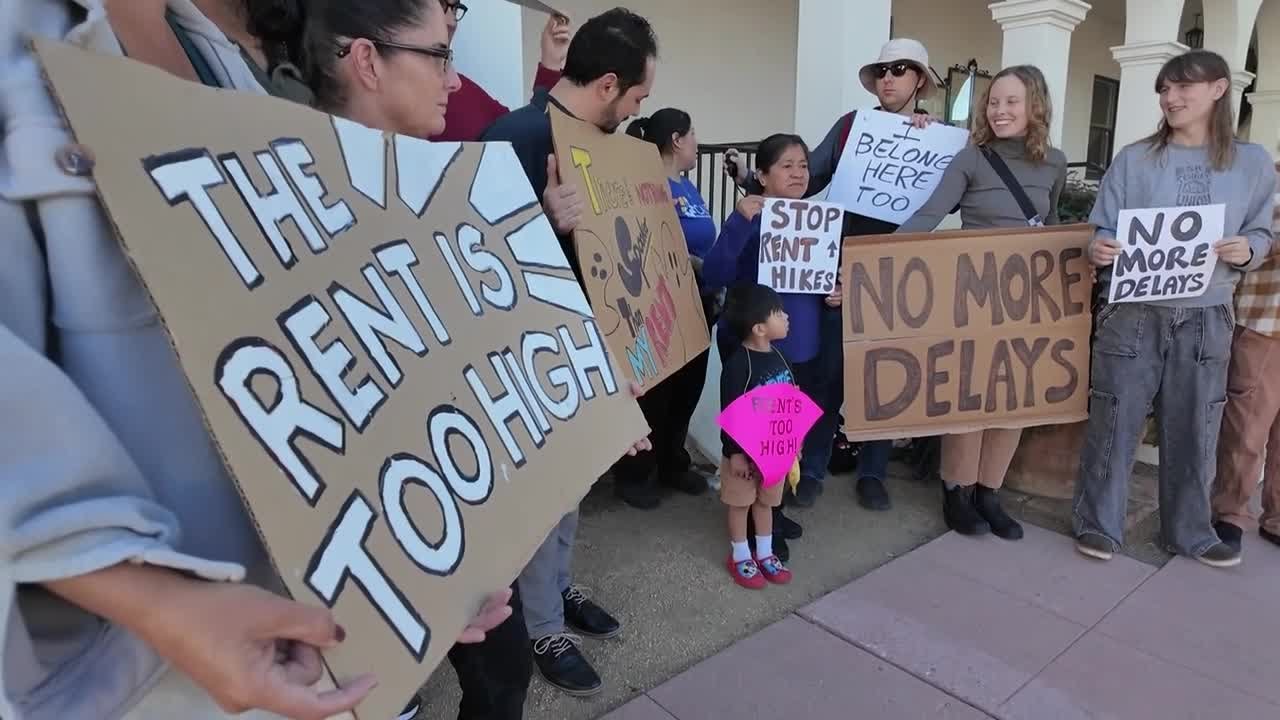 Santa Barbara renters rally for rent control at city hall