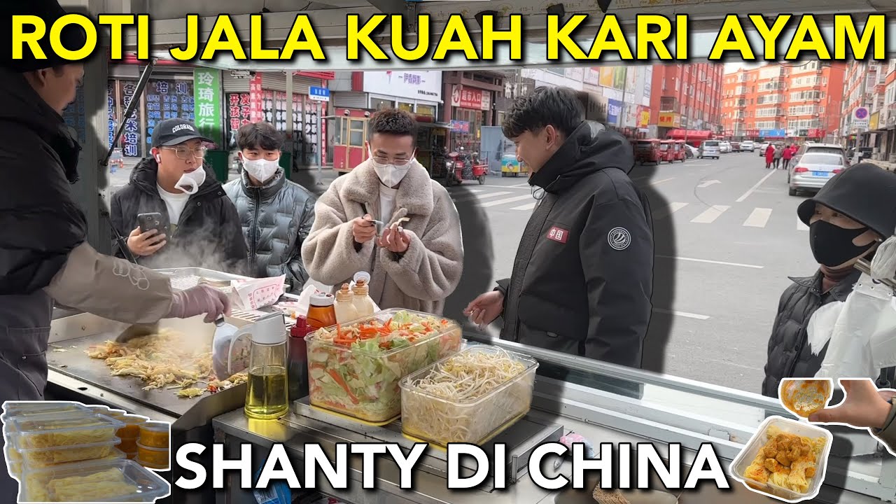JUAL ROTI JALA KUAH KARI AYAM DI CHINA PADA MUSIM DINGIN, ALHAMDULILLAH LARIS MANIS JUGA🥰