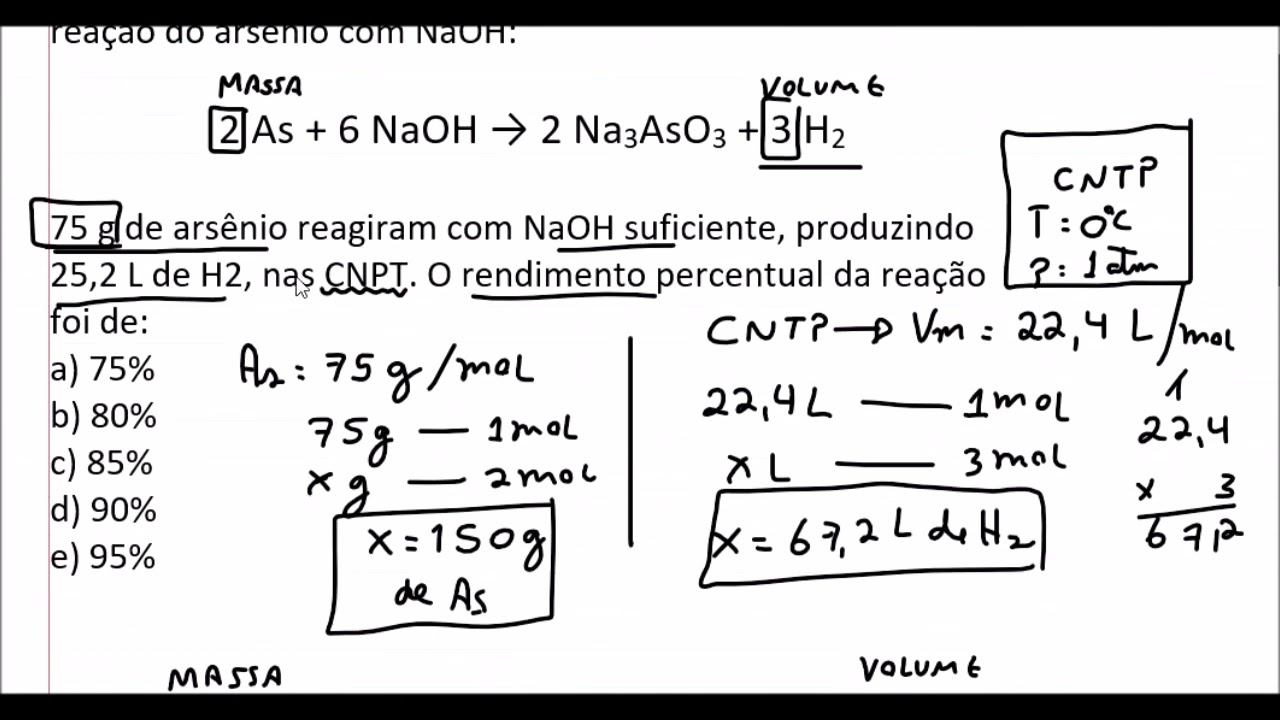 Cálculo de rendimento de uma reação química