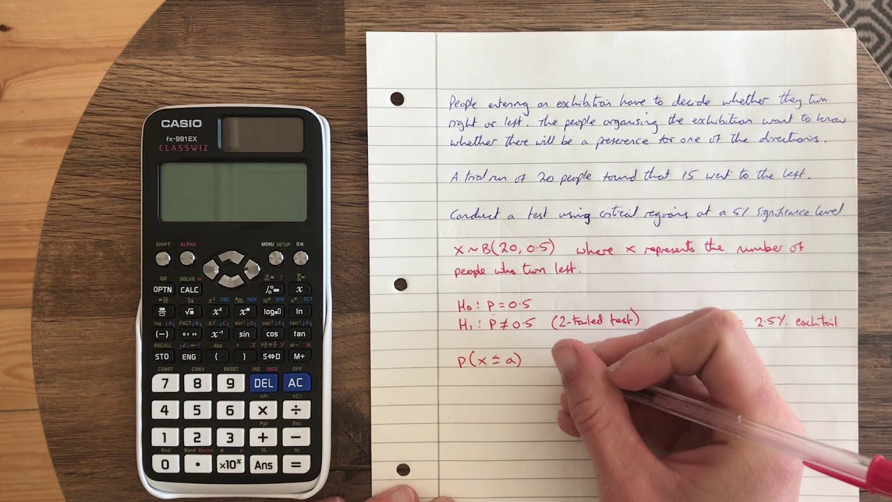 Critical Regions (Binomial Hypothesis Testing)