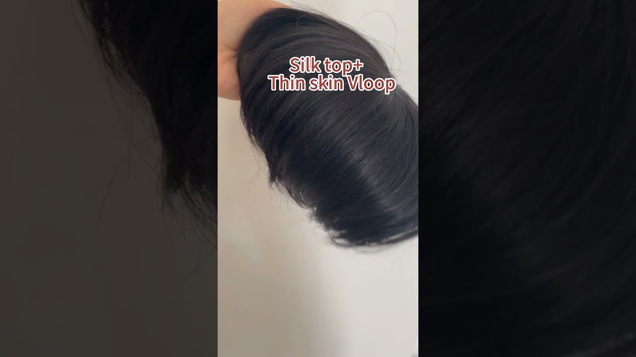 Silk base with thin skin V loop human hair toupees light density natural men hair systems 1b16x21cm