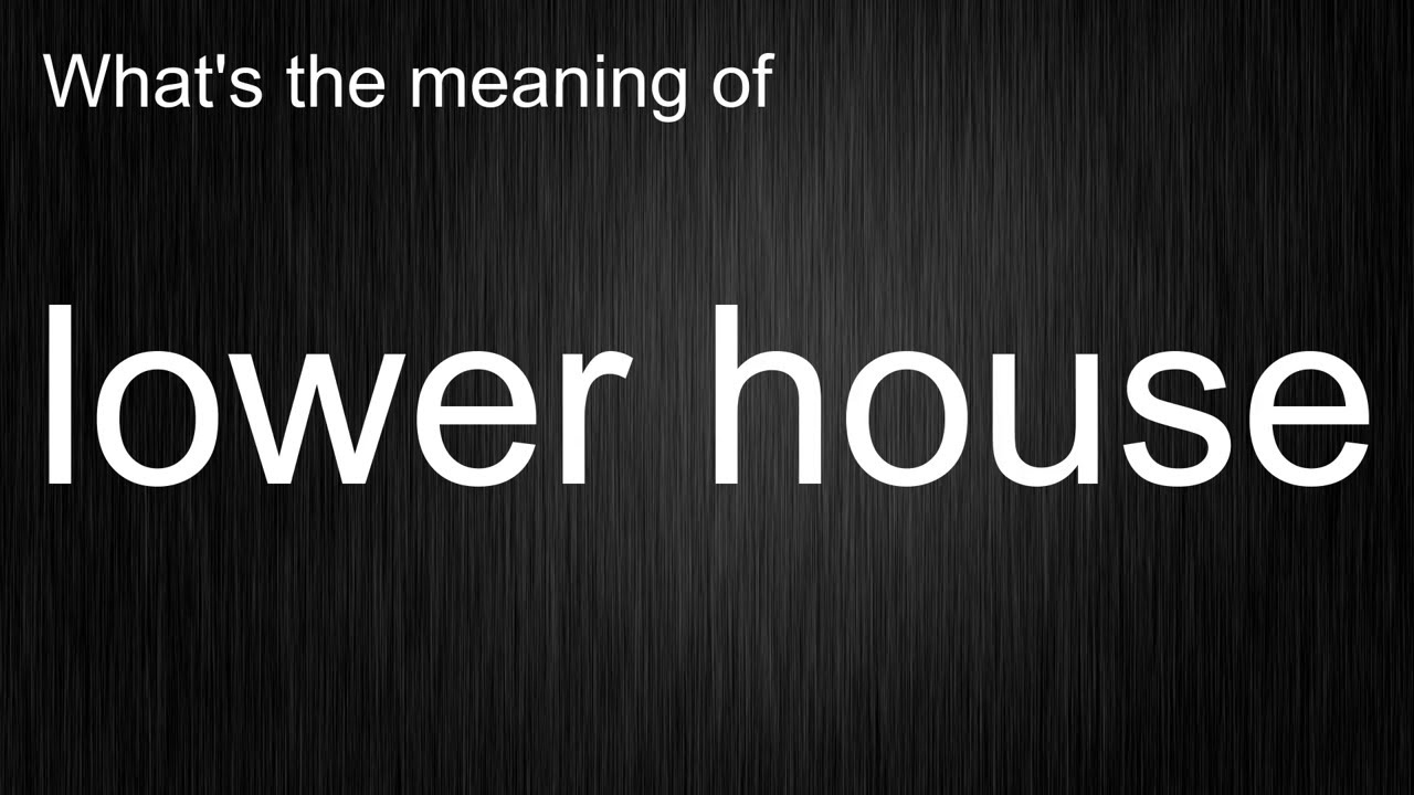 What's the meaning of lower house?