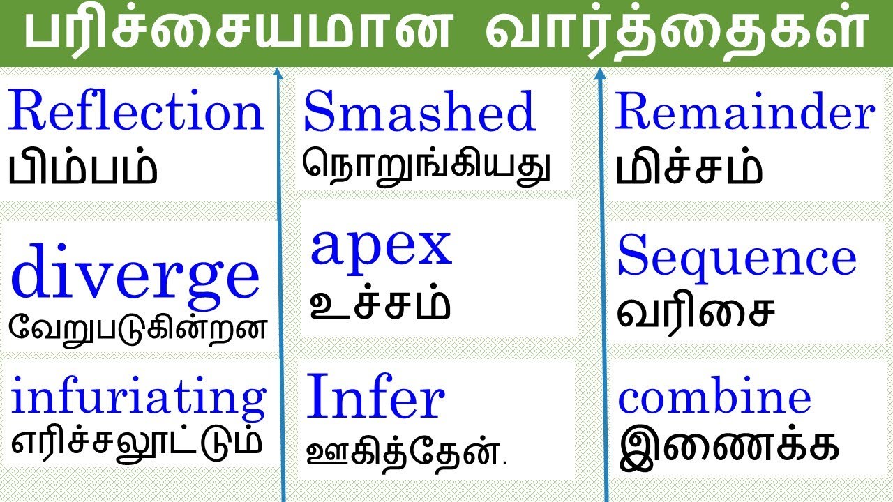 பரிச்சையமான வார்த்தைகள்| reflection | diverge | Infuriating | தமிழ்| tamil |#Spokenenglishintamil