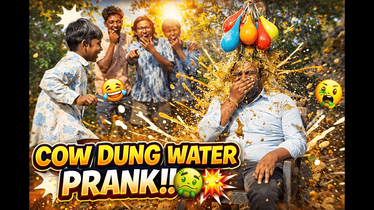 COW DUNG WATER PRANK!!🤢| DIRTY BALLOON CHALLENGE!😱 | #funnyvideos #comedyvideos #trending #viral