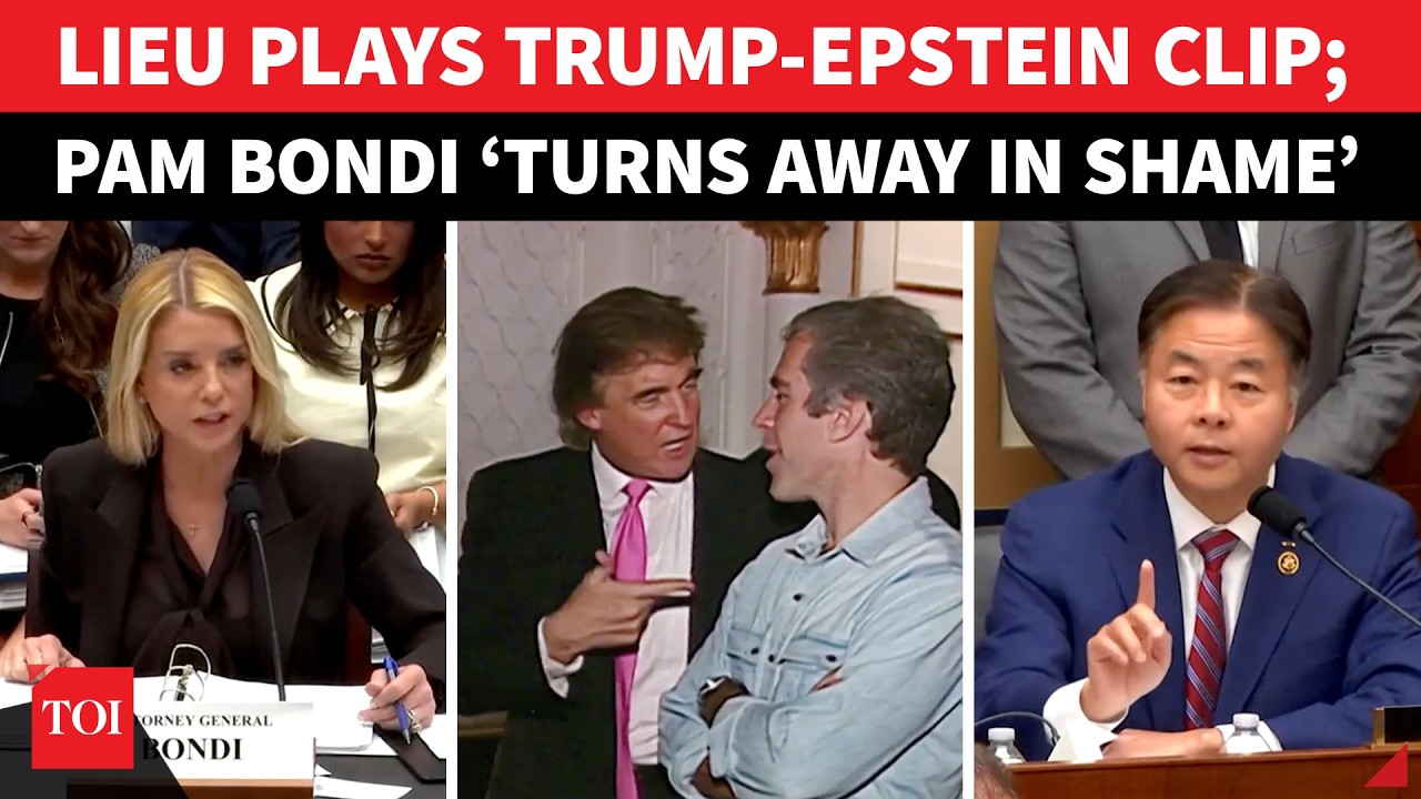 ‘Watch Trump & Epstein Do…’: Ted Lieu Screens Epstein-Trump Footage, Pam Bondi Hides Her Face